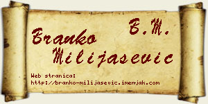 Branko Milijašević vizit kartica
